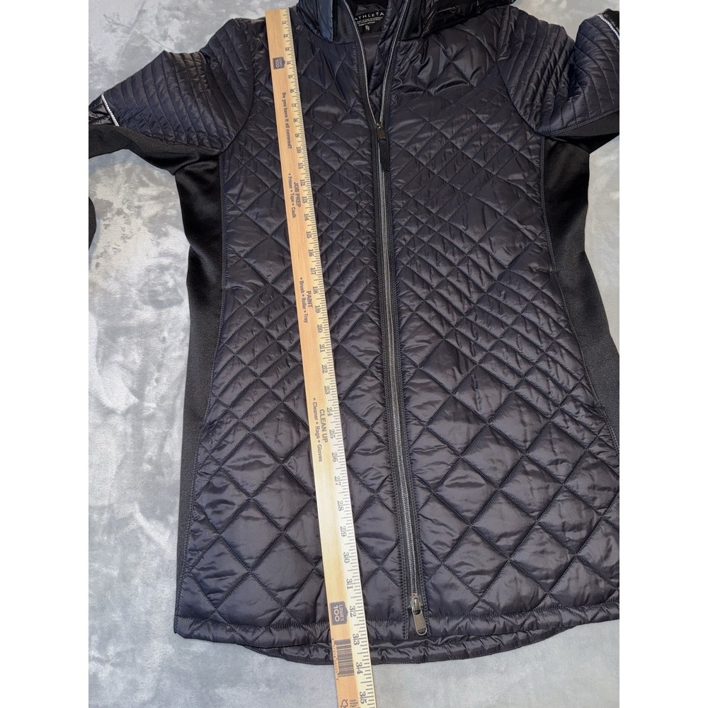 Athleta Women's XL Bayview Quilted Hooded‎ Coat Black Warm Lightweight Jacket - Picture 5 of 7
